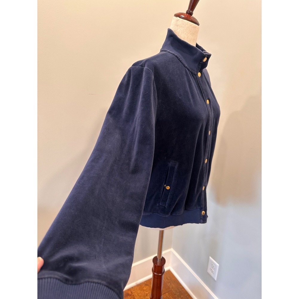 LRL Ralph Lauren Navy Velvet Track Jacket Sz XL Gold Snaps Vintage Y2K City Chic - Picture 13 of 13
